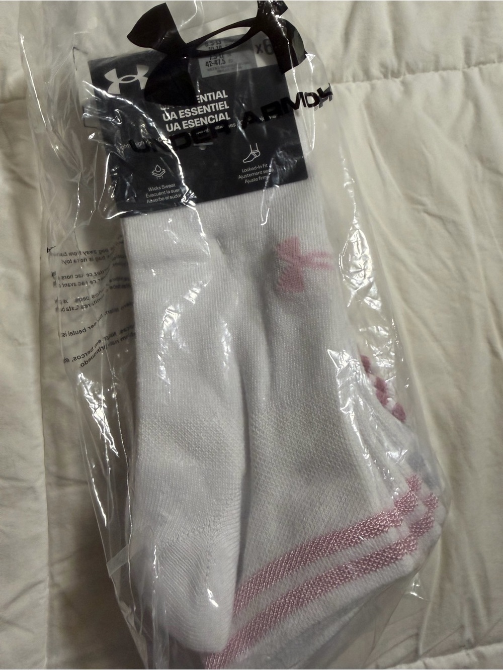 Under Armour UA Essential 6 Pack ankle Socks pink unisex NEW Sealed large